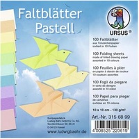 Ursus Faltblätter 3156899, aus Tonzeichenpapier, 10x10cm 130g/m2 Pastell, 10