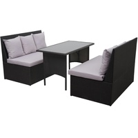 MCW Poly-Rattan Garnitur G16 2x2er Sofa Tisch Schwarz Kissen