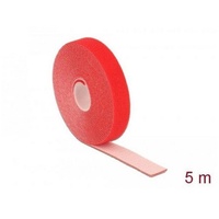 DeLock Klettband auf Rolle, 5m x 20mm, rot