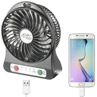 Sichler Haushaltsgeräte 3in1-Akku-Tisch-Ventilator mit Powerbank-Funktion & Leuchte, 1.800 mAh