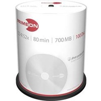 PrimeOn CD-R 80min/700MB, 52x, 100er Spindel Silber Matte Oberfläche