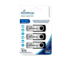 MediaRange USB Flexi-Drive 3er-Pack schwarz/silber 16GB, USB-A 2.0 (MR910-3)