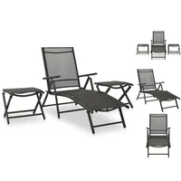 VidaXL 3-tlg Garten-Lounge-Set Textilene und Aluminium Schwarz