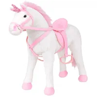 VidaXL Plüschtier Einhorn Stehend Plüsch Weiß und Rosa XXL