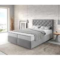 DeLife Boxspringbett Dream-Great Mikrofaser Grau 140x200 cm mit Matratze