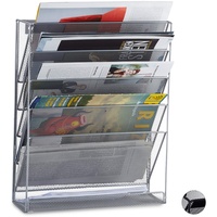 Relaxdays Zeitschriftenhalter Wand, Prospekthalter A4, Zeitschriften Wandhalter, Metall, 10.5