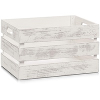 Zeller 15131 Aufbewahrungs-Kiste, Holz, Vintage weiß, 35 x 25