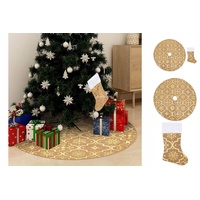 VidaXL Luxus-Weihnachtsbaumdecke mit Socke Rot 122 cm Stoff