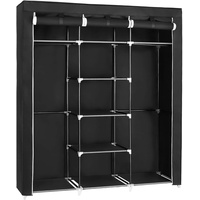 Songmics Kleiderschrank, Stoffschrank, Schwarz