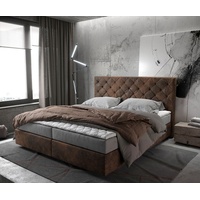 DeLife Boxspringbett Dream-Great 180x200 cm Braun Vintage mit Matratze