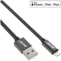 InLine Lightning USB Kabel, für iPad, iPhone, schwarz/Alu, 1m