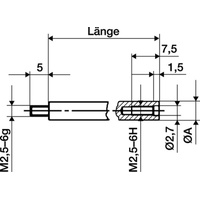 Käfer Verlängerungsstück L.50mm Messbolzen-D.4mm z.Messuhren KÄFER