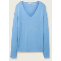 Tom Tailor Damen Pullover mit V-Ausschnitt, blau, Meliert, Gr.