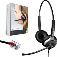 GEQUDIO Headset (2-Ohr) für Yealink, Snom, Grandstream Telefon -