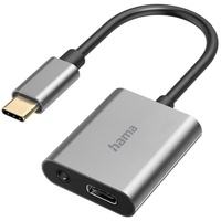 Hama USB-C-Stecker auf 3.5-mm-Klinke/USB-C-Buchse Adapter, Silber