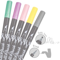 Online Schreibgeräte ONLINE® Calli.Brush Double Pastel Brush-Pens farbsortiert, 5