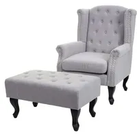 Mendler Sessel Chesterfield, Relaxsessel Clubsessel Ohrensessel, wasserabweisend Stoff/Textil ~