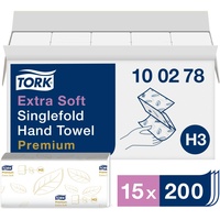 TORK Papierhandtücher 100278 H3 Premium Extra Soft Zick-Zack-Falzung 2-lagig