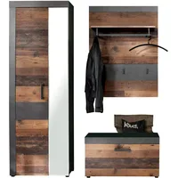 Trendteam Garderobe 3-teilige Kombination Indy Graphit Grau Matera NB/Old