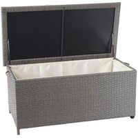 Mendler Poly-Rattan Kissenbox HWC-D88, Gartentruhe Auflagenbox Truhe Premium grau,