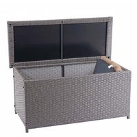 Mendler Poly-Rattan Kissenbox HWC-D88, Gartentruhe Auflagenbox Truhe Basic grau,