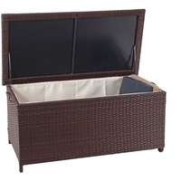 Mendler Poly-Rattan Kissenbox HWC-D88, Gartentruhe Auflagenbox Truhe Premium braun,