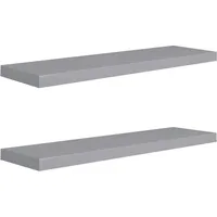 VidaXL Schwebende Wandregale 2 Stk. Grau 90x23,5x3,8cm MDF