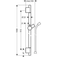 Hansgrohe Unica Brausestange S Puro 90cm mit Brauseschlauch brushed