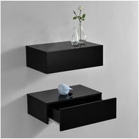 [en.casa] Wandregal Oslo 2er Set 46x30x15cm Schwarz Hochglanz