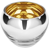 Fink COLORE Teelichthalter Glas silberfarben spülmaschinengeeignet, Größe: 9 cm,