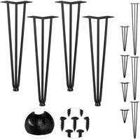 Relaxdays Hairpin Legs, 4er Set, 3 Streben, Metall, Haarnadel