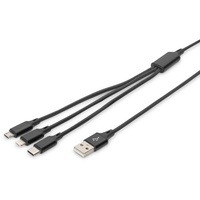 Digitus 3-in-1 Ladekabel, USB A - Lightning + Micro