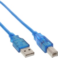 InLine USB Kabel 3 m USB A B blau-transparent,