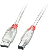 LINDY USB 2.0 USB-A Stecker, USB-B Stecker 0.50m Transparent