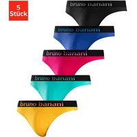 Bruno banani String Streifen Logo black/green/pink/blue/yellow S 5er Pack