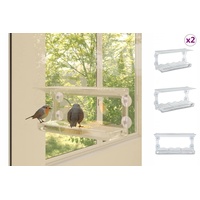 VidaXL Fenster-Futterstellen für Vögel 2 Stk. Acryl 30x12x15 cm