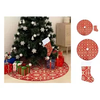 VidaXL Luxus-Weihnachtsbaumdecke mit Socke Rot 90 cm Stoff