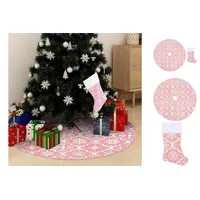 VidaXL Luxus-Weihnachtsbaumdecke mit Socke Rosa 150 cm Stoff
