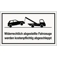  Hinweiszeichen Widerrechtliches Parken L250xB150mm weiß schwarz Ku.