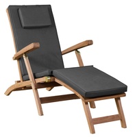 DeVries Deckchair »Woodie«, inkl. Auflage In Grau Aus Teakholz,