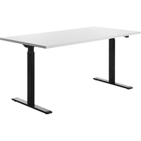 TOPSTAR E-Table elektrisch höhenverstellbarer Schreibtisch weiß rechteckig, T-Fuß-Gestell schwarz