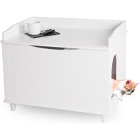 Wondermake® Katzenschrank für Katzentoilette groß aus Holz, Katzenklo-Schrank Kommode