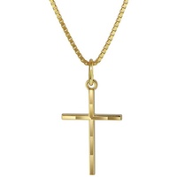 Trendor Kreuz-Anhänger Gold 333 mit goldplattierter Kette Halsketten Gr.