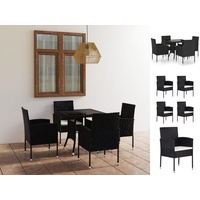 VidaXL 5-tlg. Garten-Essgruppe Poly Rattan Schwarz