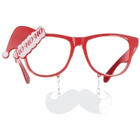 Tectake Spaßbrille Weihnachtsmann mit Schnurrbart - rot/weiß - Bunt