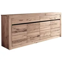 MASSIVMOEBEL24.DE Sideboard Wild-/Zerreiche 202x45x85 bianco geölt MONTREUX #211