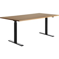 TOPSTAR E-Table elektrisch höhenverstellbarer Schreibtisch buche rechteckig, T-Fuß-Gestell schwarz