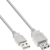 InLine USB 2.0 Verlängerung, Stecker / Buchse, beige/grau, 5m