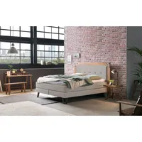 Hasena Boxspringbett Oakland, Boxspringbett, Industrial Look, Kopfteil aus Wildeiche,