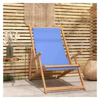 VidaXL Strandstuhl Klappbar Massivholz Teak Blau